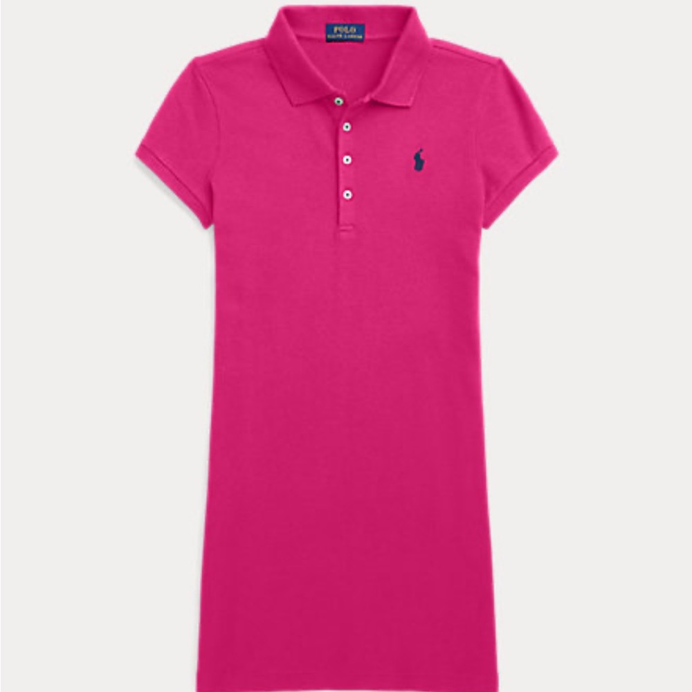 Ralph Lauren Preppy Pink Collared Cotton Mesh Polo Dress Size M